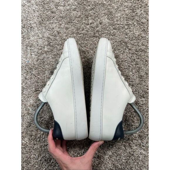 Tory Burch Leigh T-Logo Sneaker Calf Leather Cream/Grey Women’s Size 7 - Picture 9 of 11
